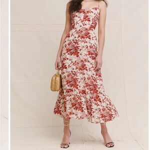 Reformation Red and White Floral Emersyn Midi Dress
